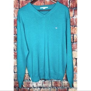 Southern Tide V-Neck Teal Green Medium Sweater